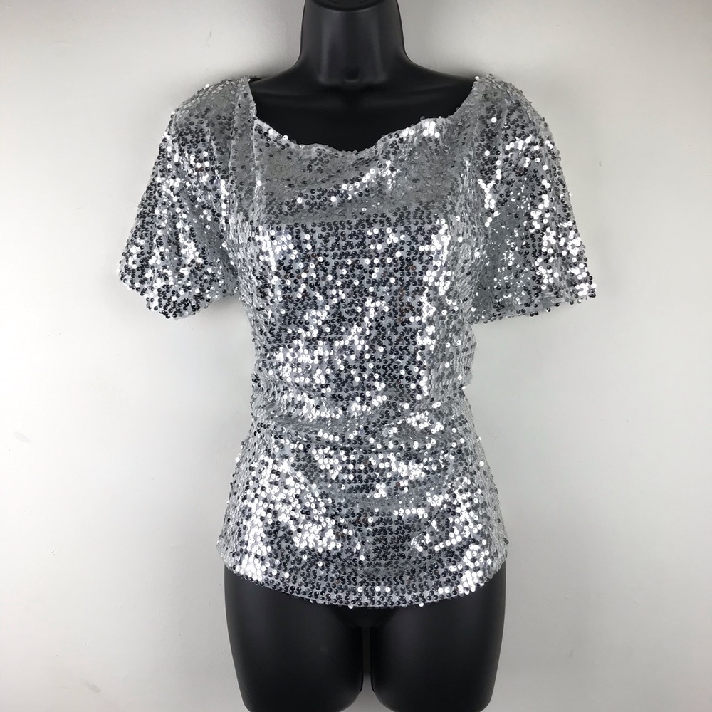 Anna-Kaci Cold Shoulder Sequin Blouse